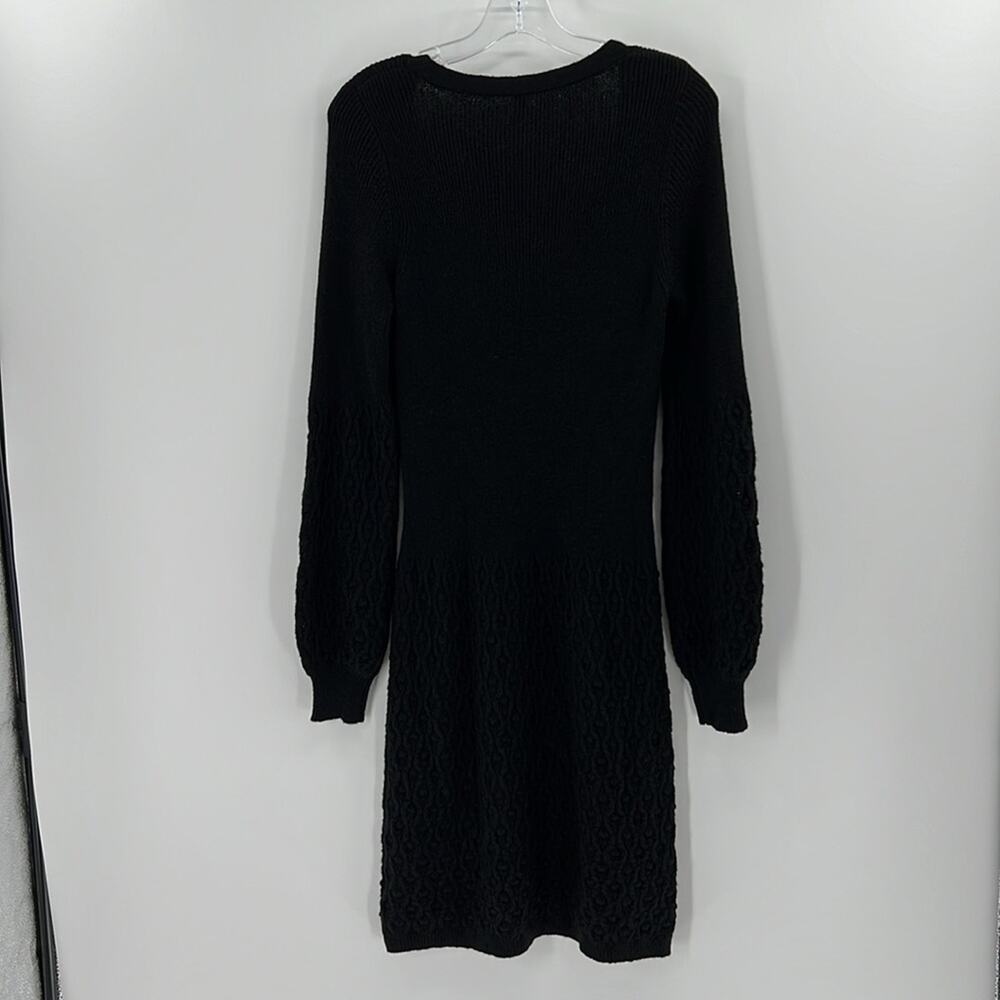 Margaret O'Leary Wool Puff Sleeve Sweater Dress - Black - Large - Picture 9 of 9